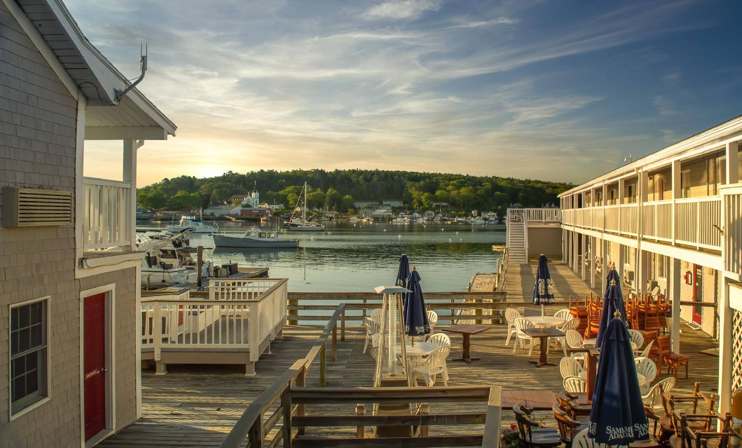 Boothbay Harbor Waterfront Retreat Waterfront accommodations overlooking Boothbay Harbor, Maine